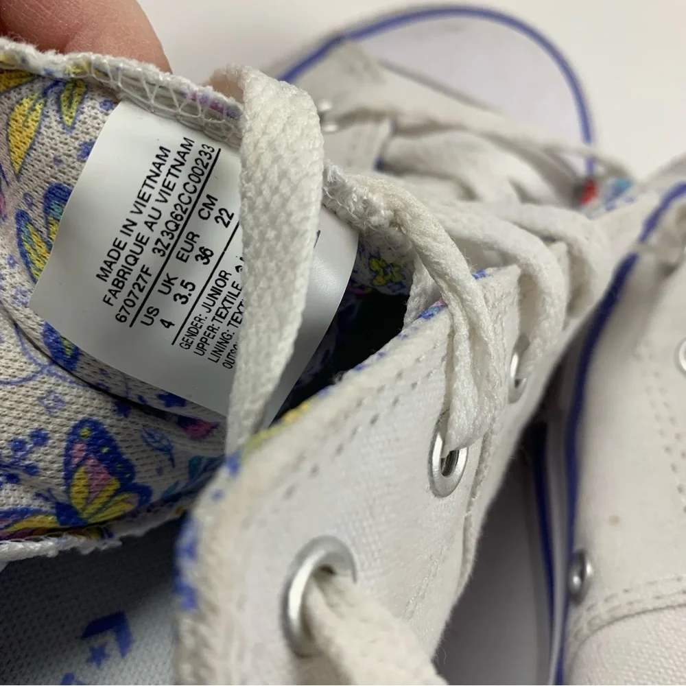 Converse‎ Madison Magic Sneakers Padded Lace Up Floral Print Size 4 White 7280